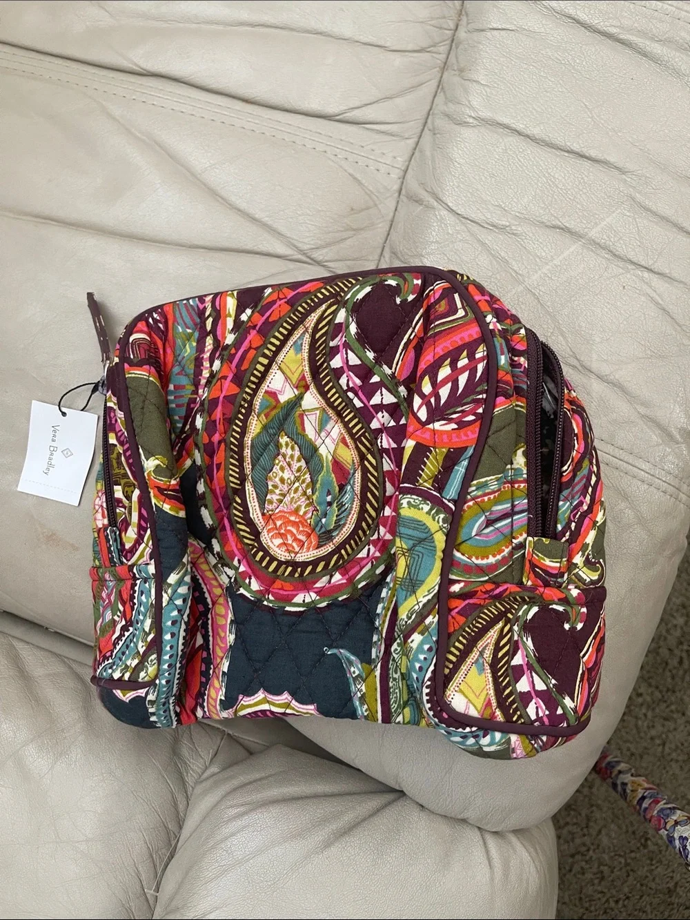 Vera Bradley Quilted Heirloom Paisley Cosmetic Bag - Black, Red, Green, Yellow